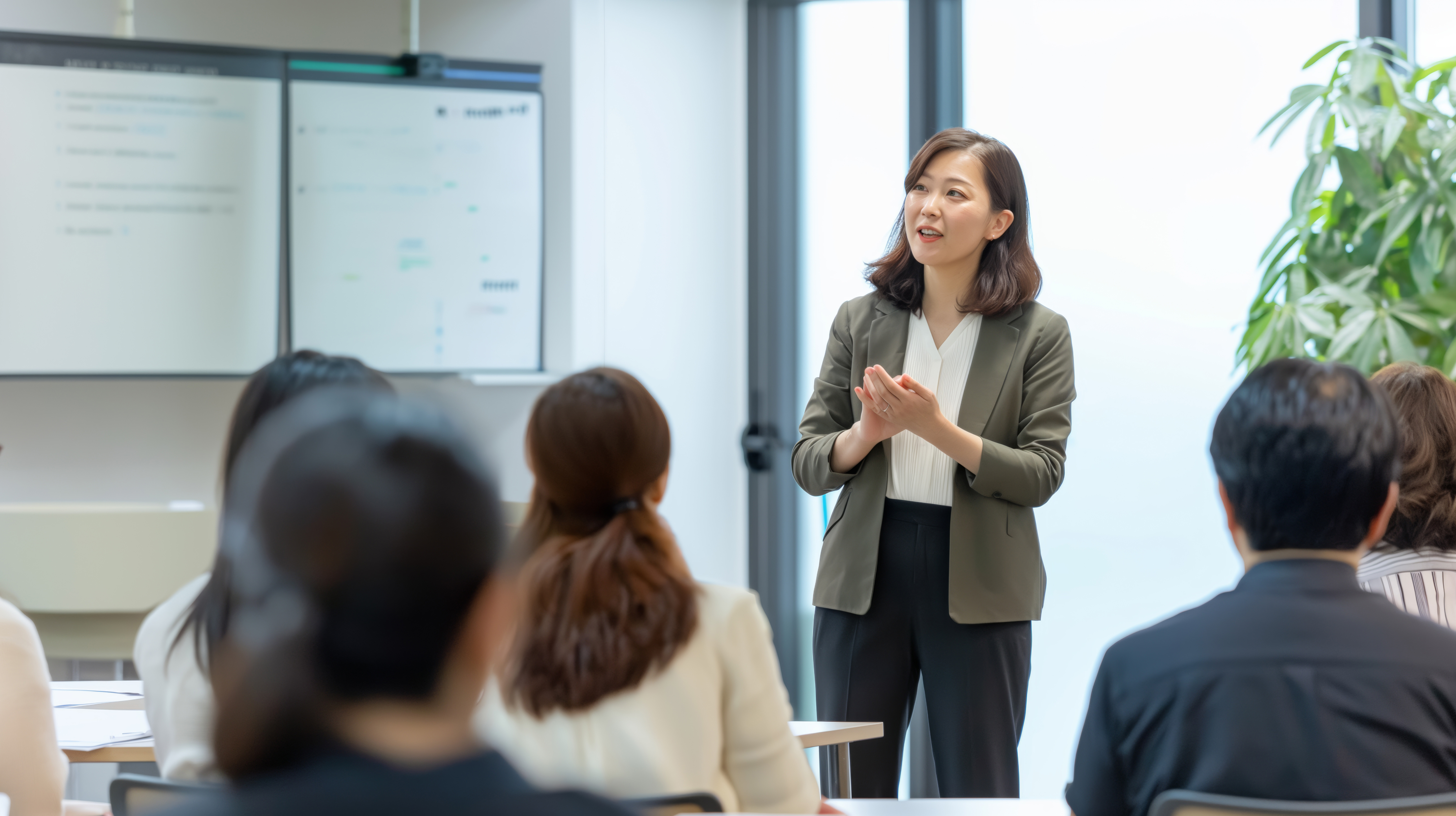 A Japanese Women Giving a Lecture